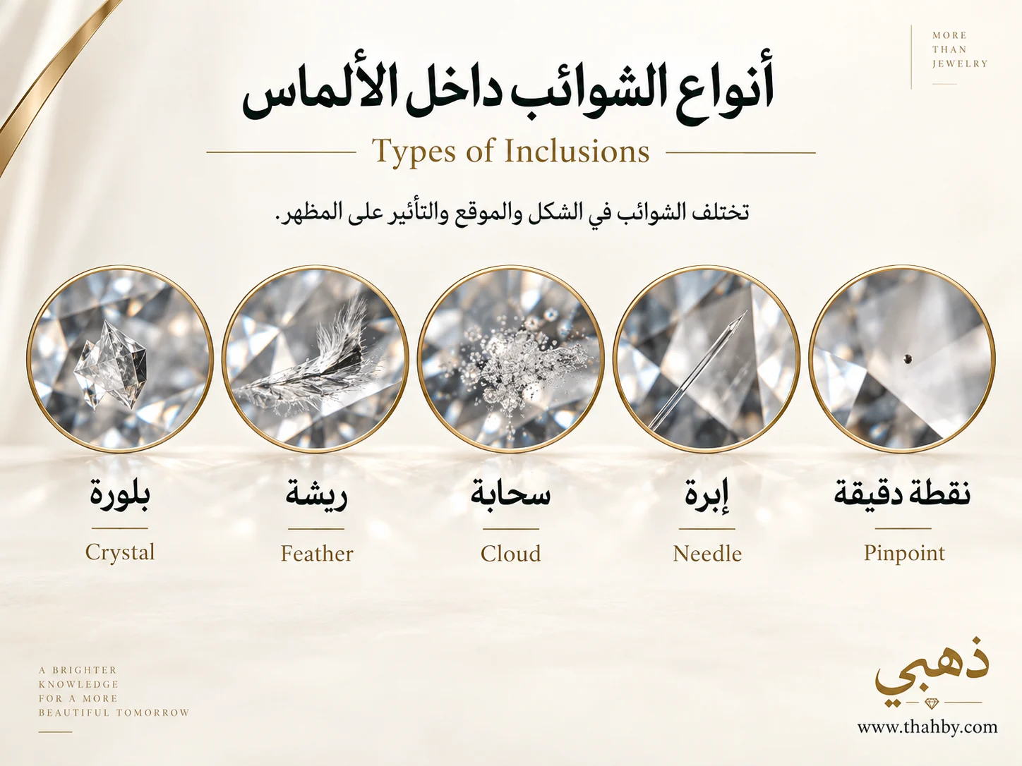 أنواع شوائب الألماس Crystal وFeather وCloud وNeedle وPinpoint