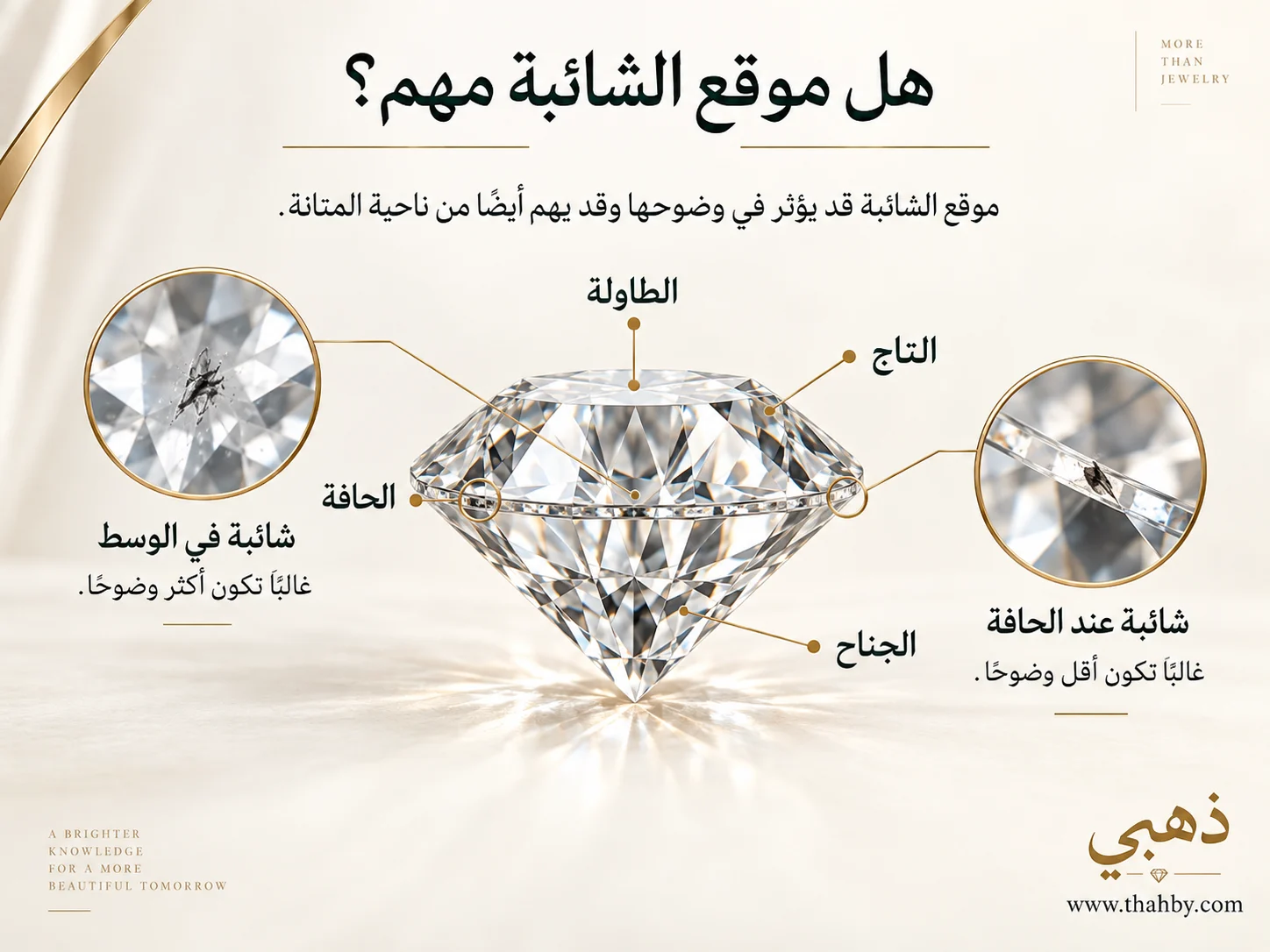تأثير موقع الشائبة داخل الماسة على وضوحها.