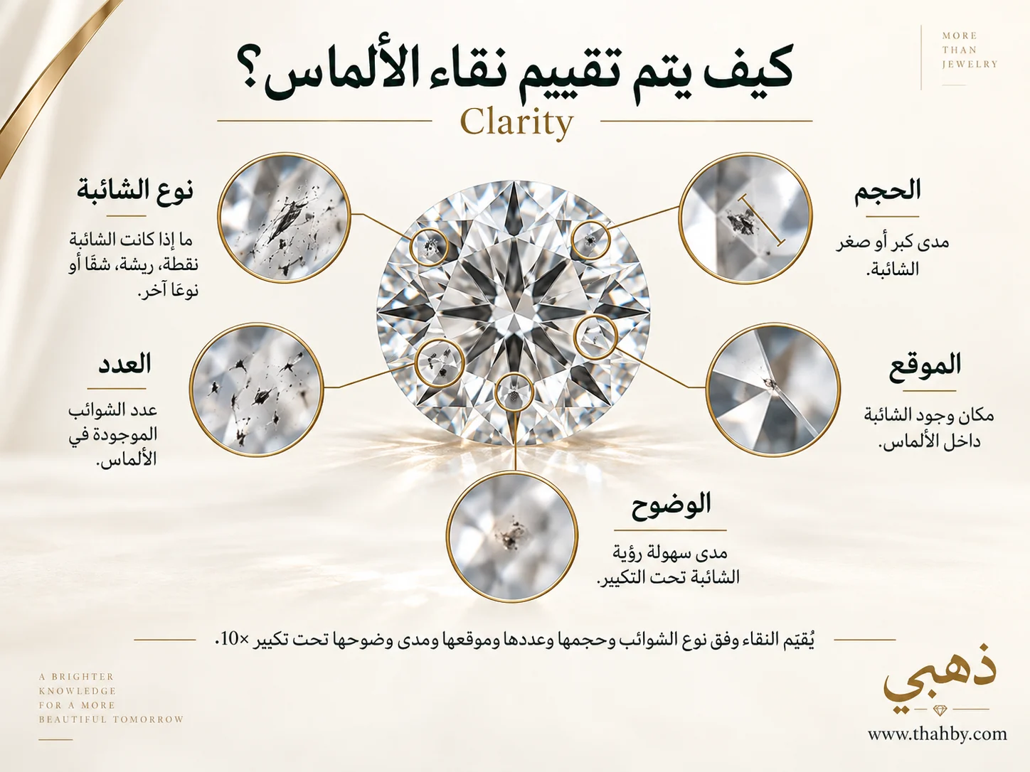 عوامل تقييم نقاء الألماس تحت تكبير 10×