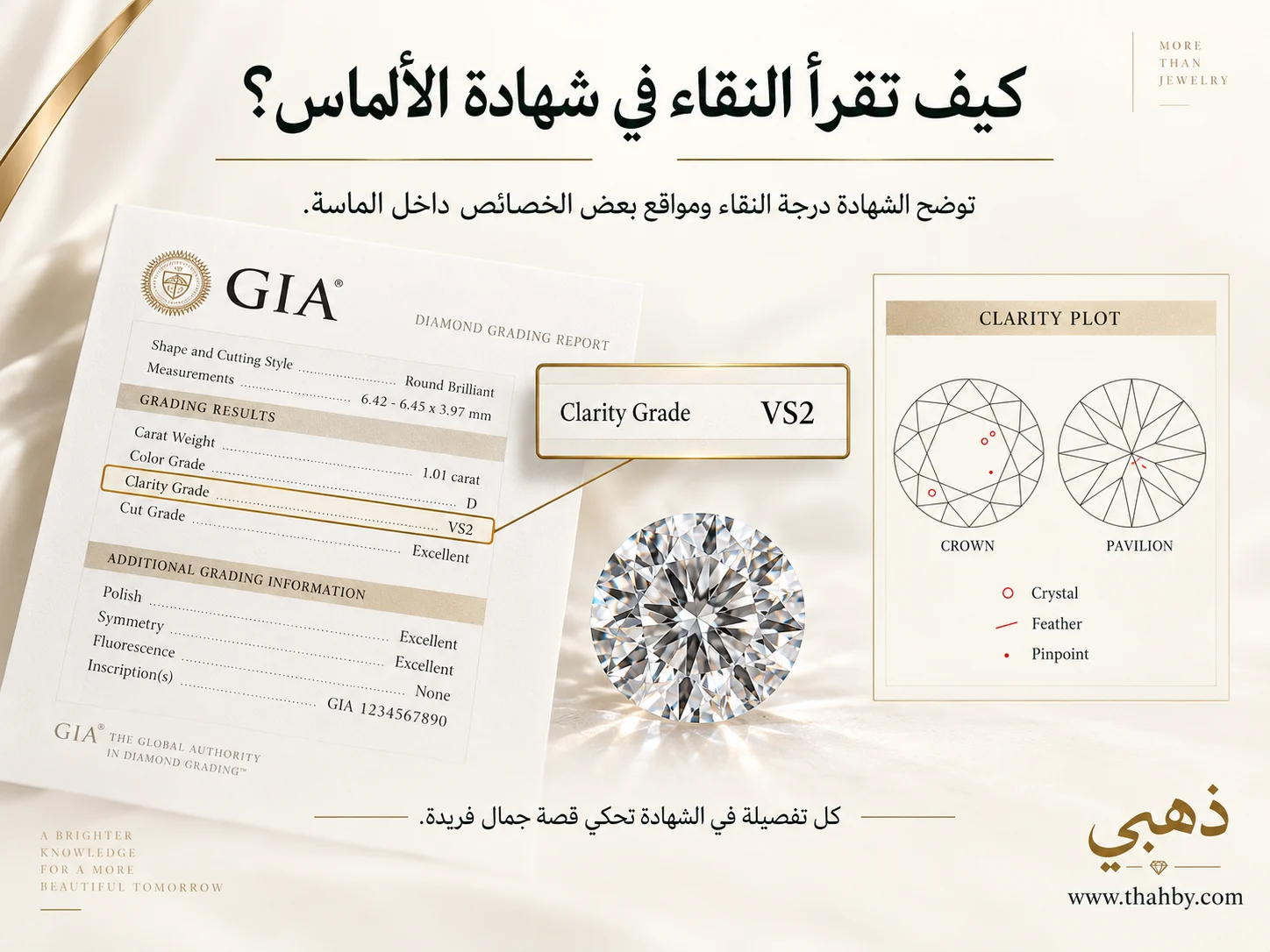 قراءة درجة النقاء Clarity في شهادة الألماس