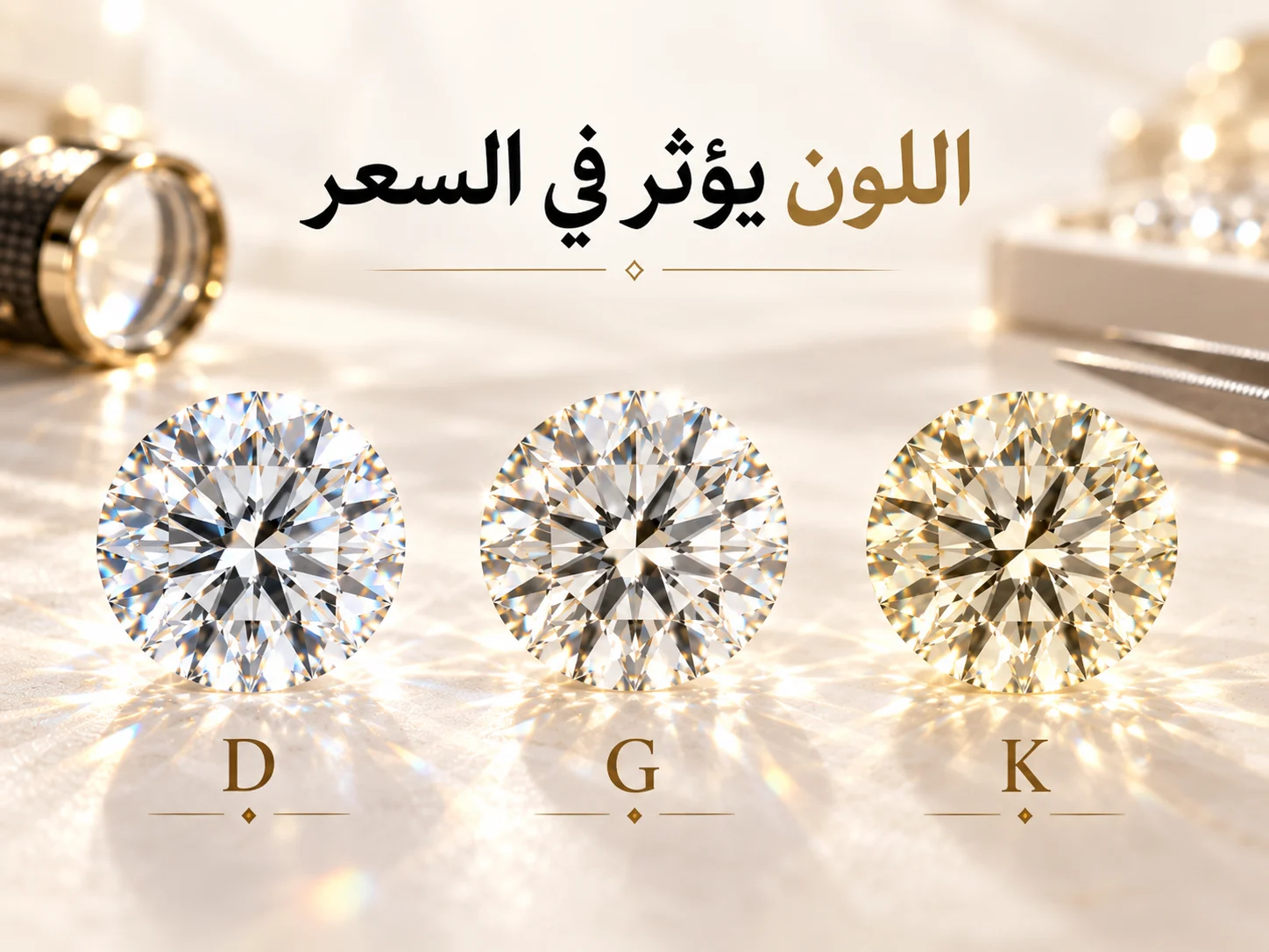 ثلاث ماسات متدرجة من D إلى G إلى K مع اختلاف بسيط في اللون.
