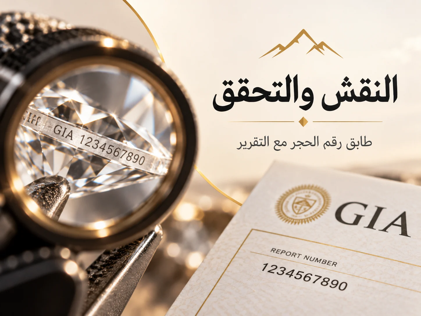 تسلسل بصري من التقرير إلى النقش ثم الفحص المخبري وأخيرًا قرار الشراء.