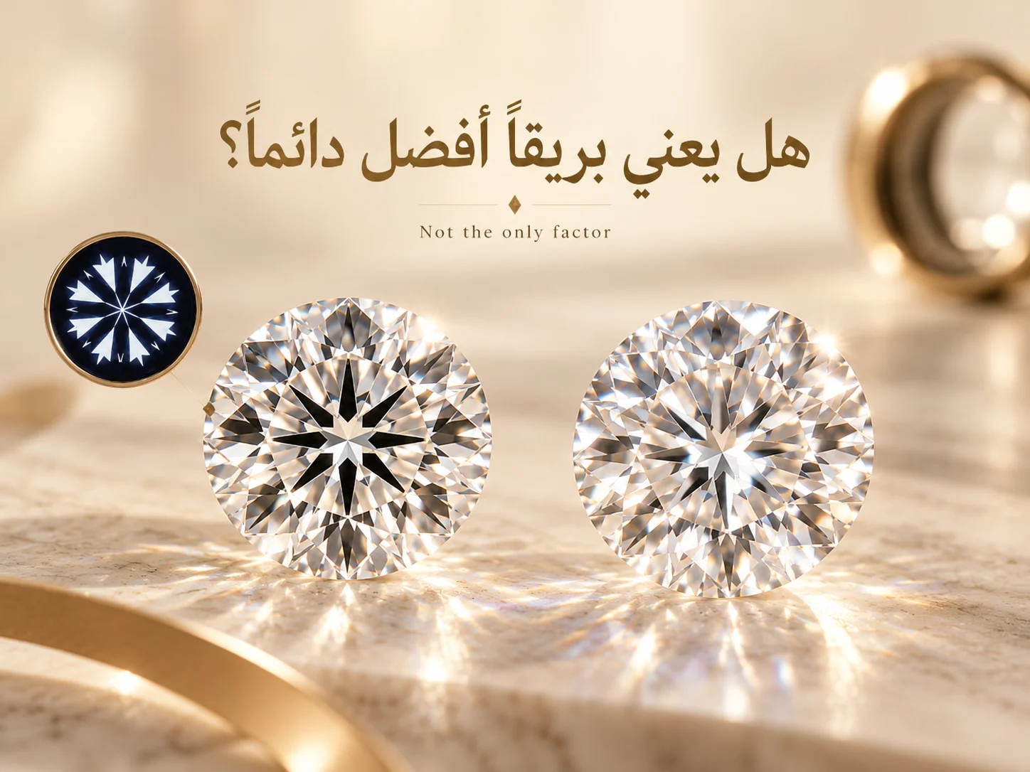 ماستان متقاربتان في البريق، واحدة Hearts & Arrows والأخرى Excellent Cut.