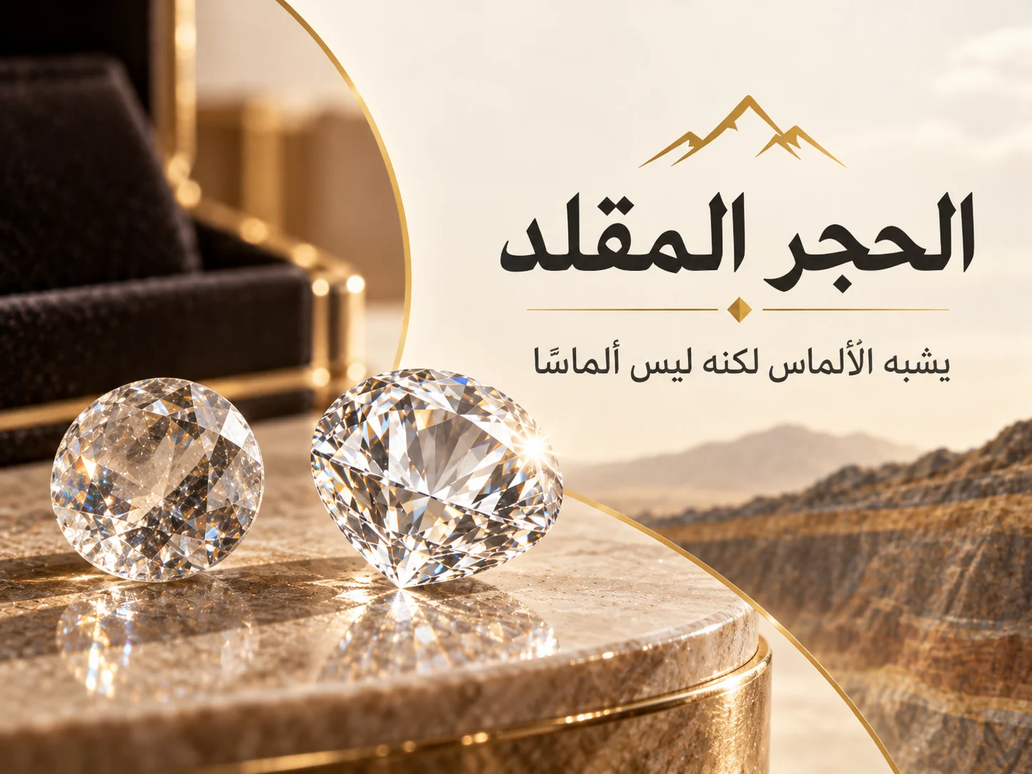 ماستان طبيعي ومخبري بقطع متقارب جدًا تحت نفس الإضاءة، مع انعكاسات متشابهة.